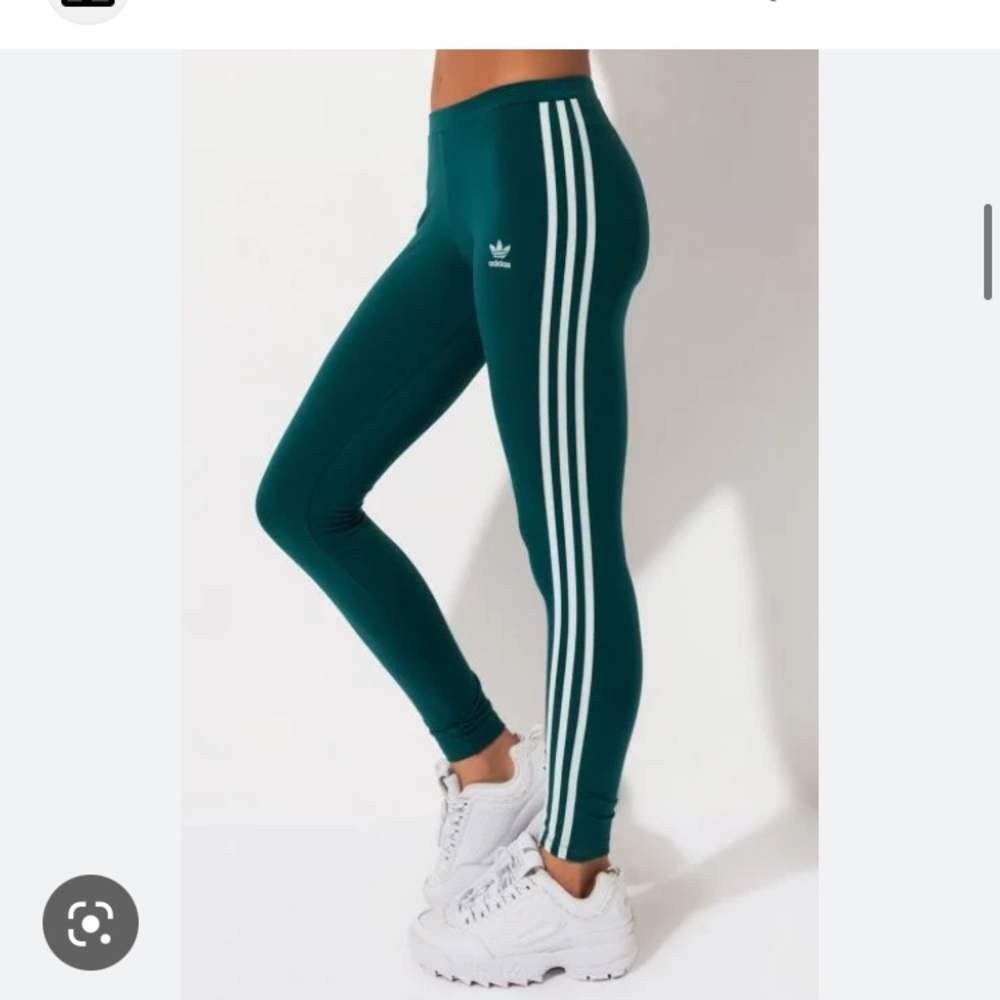 Adidas Climalite two striped tech mineral green leggings high waist in XS NWT
